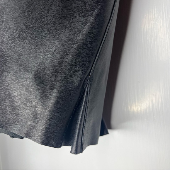 🔥Armani Collezioni Black Agnello Lamb Leather Pencil Skirt wRuffle Hem Holiday - Picture 5 of 13